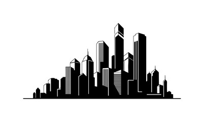 Fototapeta premium Silhouette Skyline of Modern City