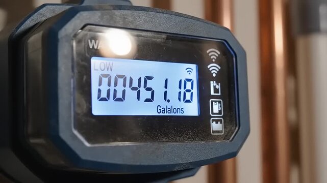 Water Meter Reading on Digital Display.