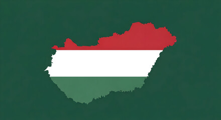 Hungary map with national flag colors