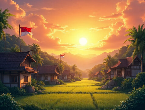 Konoha Village Meets Indonesia Flag