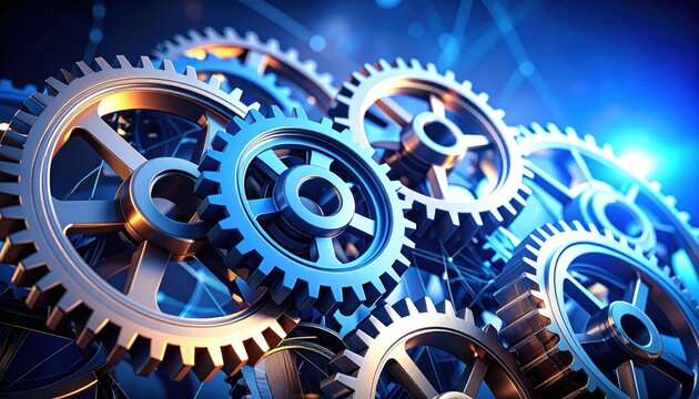 Intricate Gear Mechanism - A Detailed Close-Up of Interlocking Cogs.