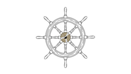 Intricate nautical ship wheel with detailed spokes in classic design