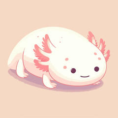 flat illustration of a cute axoloth