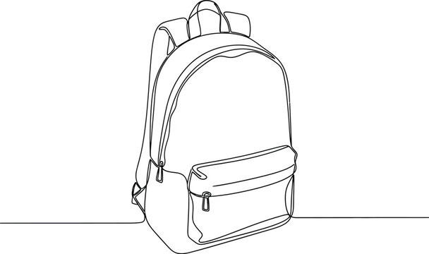 Simple backpack outline sketch on white ground.