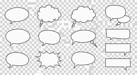 Collection of Various Speech Bubbles and Text Boxes.