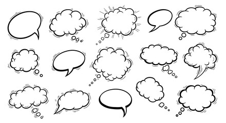Fototapeta premium Collection of Cartoon Speech Bubbles and Clouds.