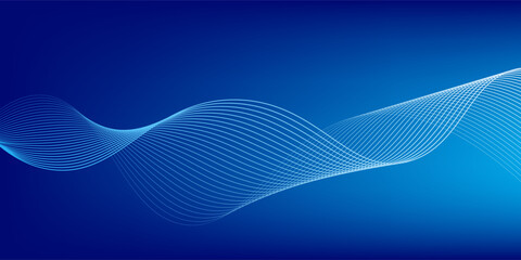 Smooth flow of wavy shape with gradient vector abstract background, dark blue design curve line energy motion.
