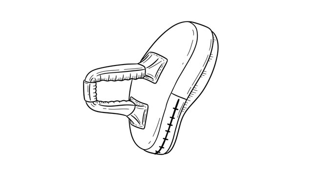 Hand-drawn flip flop sandal sketch in monochrome