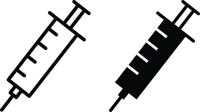 Vaccination icon set. Medical immunization symbols. Vaccine injection icons. Virus protection and health sign.  Laboratory and research graphic design
