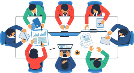 Business Meeting Around Conference Table.