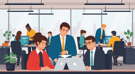 Business Professionals Working in Modern Office.