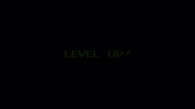 8 Bit Green Pixel Retro Text Animation, Level Up! Gaming Notification or Achievement Screen