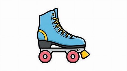 Blue Roller Skate with Pink Wheels.