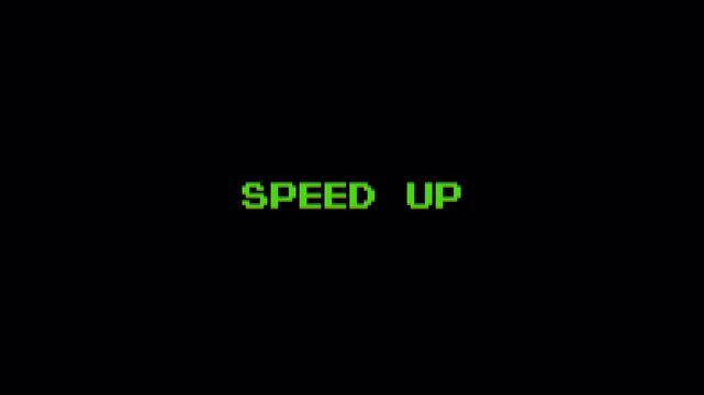 Gaming Command SPEED UP 8 Bit Retro Pixel Text Loop Motion Graphic