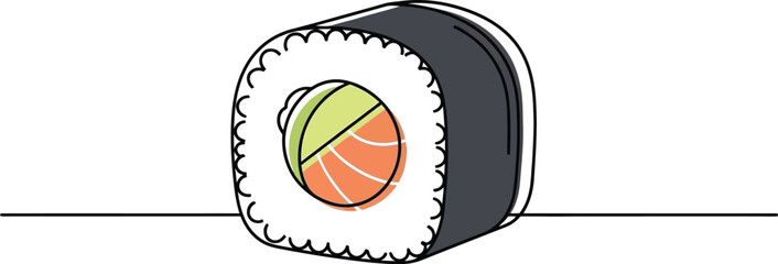 Obraz premium Single sushi roll features salmon and avocado.