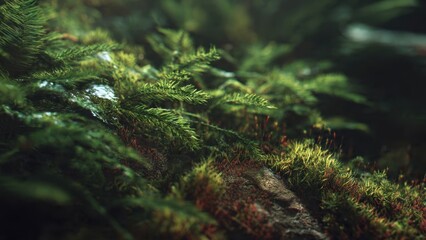 Lush green moss and vegetation close-up