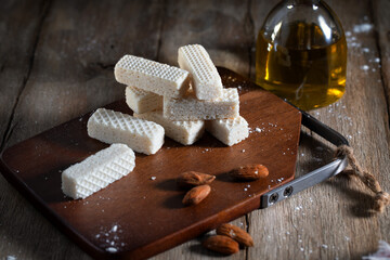 Vanilla wafers on a wooden rustic table