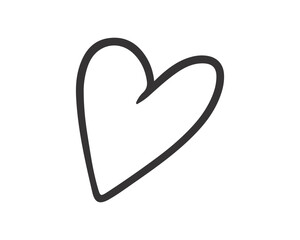 Hand drawn heart outline on transparent background