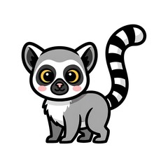Fototapeta premium Adorable Cartoon Lemur Illustration with Striped Tail.