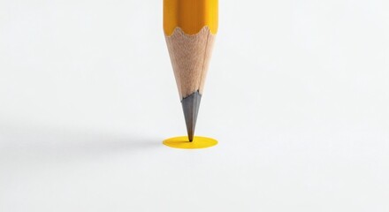 Pencil Point Perfection Yellow Circle on White with Minimalist Art.