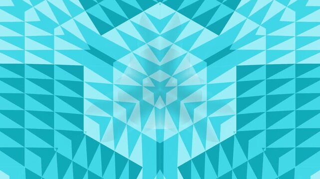 Geometric pattern design featuring blue triangular shapes and a central white diamond shaped mosaic artwork display