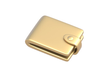 Golden wallet for money isolated on white background. Pocket for cash. 3d render