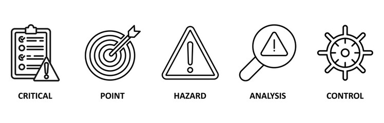 HACCP icon set illustration contain critical, point, hazard, analysis and control.