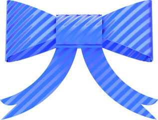 Blue Striped Ribbon Bow 3D