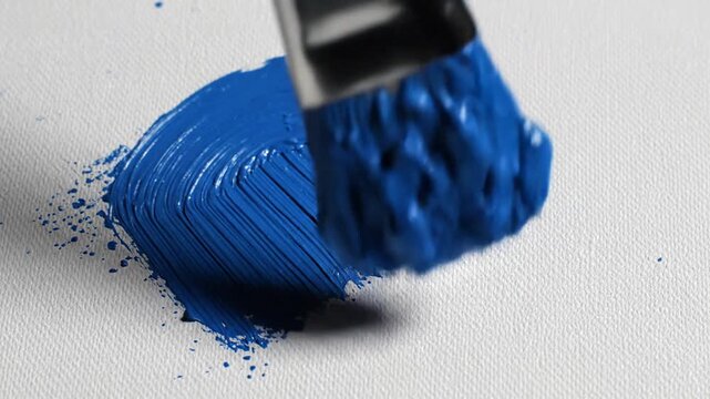 Artistic Cobalt Blue Acrylic Paint Stroke with Textured Brushwork Hand Painted on White Background Vibrant Abstract Swash for Creative Design Graphic Elements and Artistic Illustration