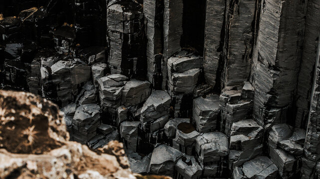 basalt columns of rock in Studlagil canyon, Iceland