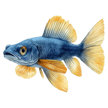 watercolor vector of Cleaner Wrasse, isolated on a white background.