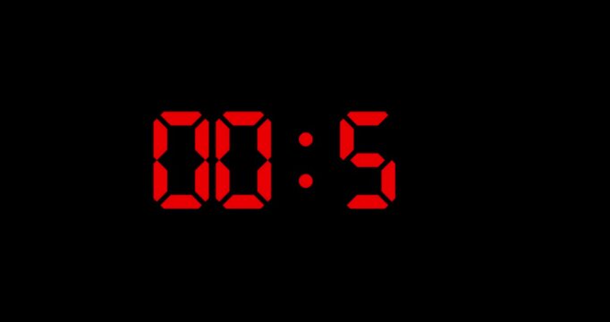10 Seconds countdown, Day hour minute and second countdown timer, Countdown animation on black background, 10 to 0 Seconds counts
