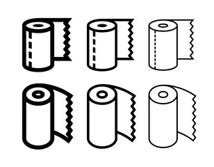 Paper roll icon. Paper towel, a toilet or kitchen accessory. A roll of paper towels. Raster icon.