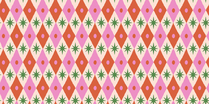 Vector seamless pattern, abstract hand-drawn quirky doodles and geometric shapes with hearts, love and Valentine's day