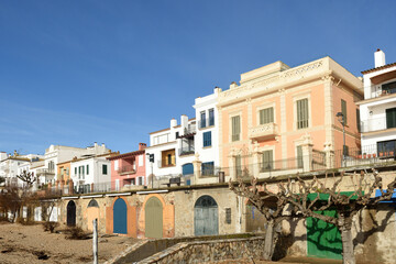 Fototapeta premium del Canadell promenade and beach, Calella de Palafrugell, Costa Brava, Girona province, Catalonia, Spain