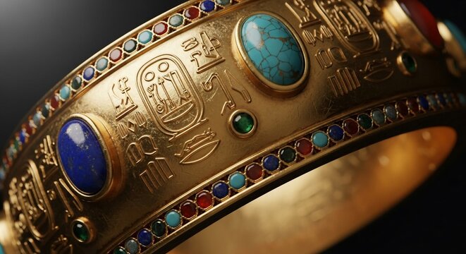 Ancient Egyptian Gold Bracelet with Jewels.
