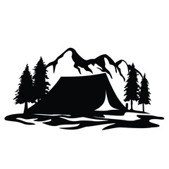 camping silhouette design. adventure sign and symbol.