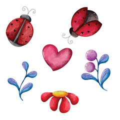 Watercolor Nature Elements Mix © Skhia Rhim