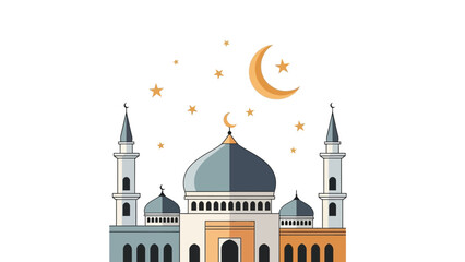 Fototapeta premium mosque with crescent moon and stars islamic ramadan.