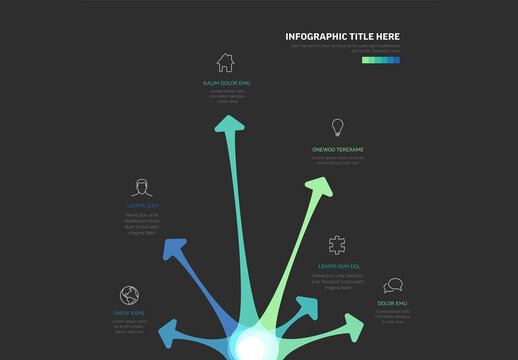 Modern Dark Infographic Template with Glowing Multi Directional Arrow Elements