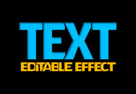 Editable Blue and Yellow Paper Cut 3D Text Effect on Black Background