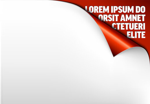 White Paper Curl with Red Background and Editable Text in the Corner