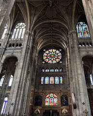 Interior decoration of the Church of St. Eustache in the Renaissance and Classical style, the 1st arrondissement. It is the second largest church in the city, just behind Notre-Dame.