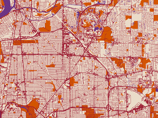 Obraz premium City layout poster — Amherst, New York – cream and burgundy map