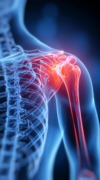 Human Shoulder Anatomy with Highlighted Joint and Bones vertical video