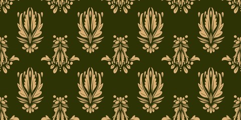 Damask Nature Pattern Background Illustration For Cover, Banner, Notes. Aesthetic Background. Damask Pattern Background. Seamless background. © Fikriya Pinky