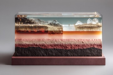 Geological layers cross section in clear resin art