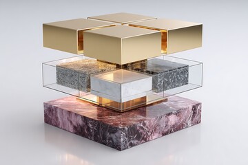 Abstract geometric composition showcasing luxury materials and textures