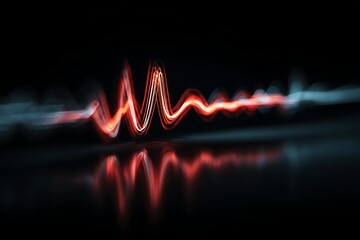 Red digital sound wave abstract light motion