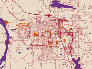Naklejka premium City layout poster — Conway, Arkansas – cream and burgundy map